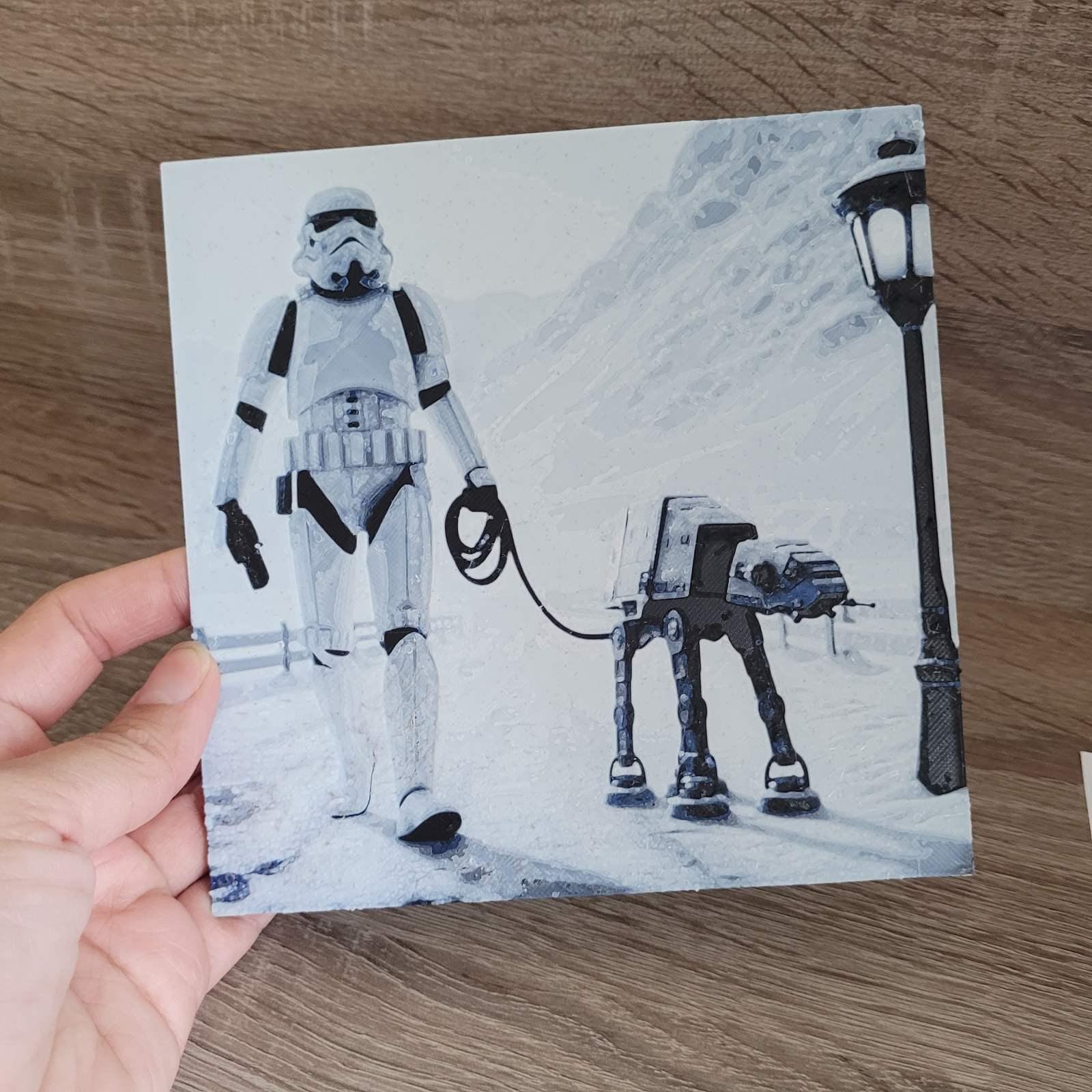 Stormtrooper Walking AT-AT Dog | 3D Printed Wall Art | Star Wars