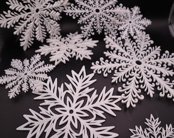 3D Printable Snowflake Designs – Christmas Decor STL Files (Digital Download)