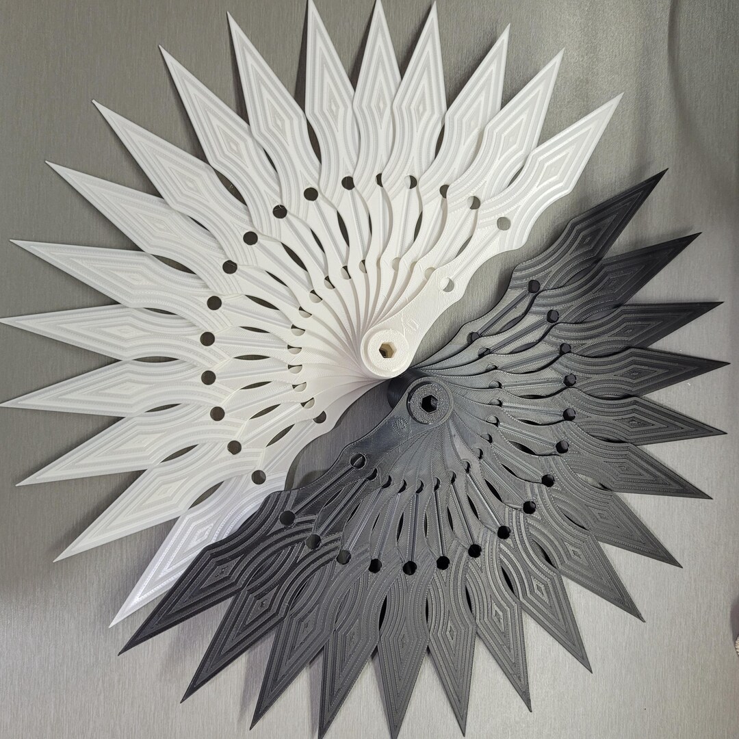 Yin Yang / Folding Fan Set – Black & White 3D Printed Modular Hand Fans ...