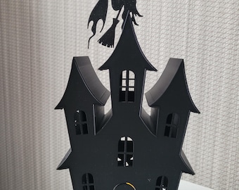 Witch House 3D STL-bestand: spookachtige Halloween-miniatuur (digitale download)