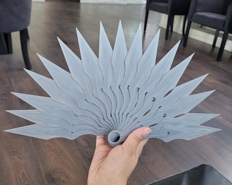 3D Printed Folding Fan – Articulated Spiky Fan, Elegant Modern Design, Cosplay or Decor Accessory -