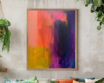 Bright Abstract Wall Art Print - Pink Teal Orange Yellow Colors