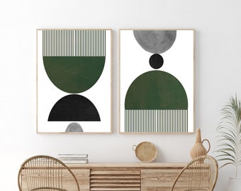 Green Geometric Wall Art - Etsy