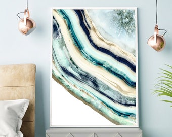 Agate Print, Watercolor Agate, Painting, Agate Wall Art, Geode Wall Art, Black geode art, Mineral Art, Mineral Wall Decor, Agate Slice Print