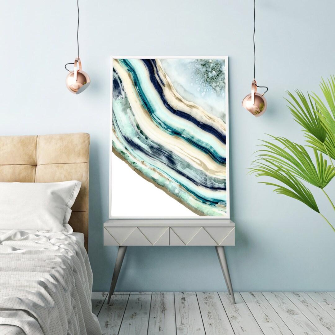 Gemstone Painting, Geode Wall Decor, Crystal Print, Agate Wall Art ...