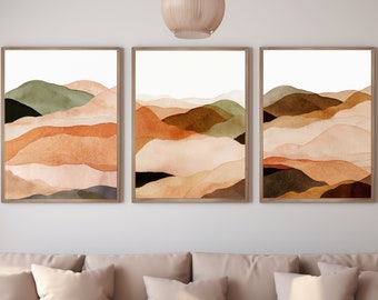 Watercolor Mountain print, Mountain wall art, watercolor print, mountain print, wall art, set of 3 print,Watercolor wall art, trending art