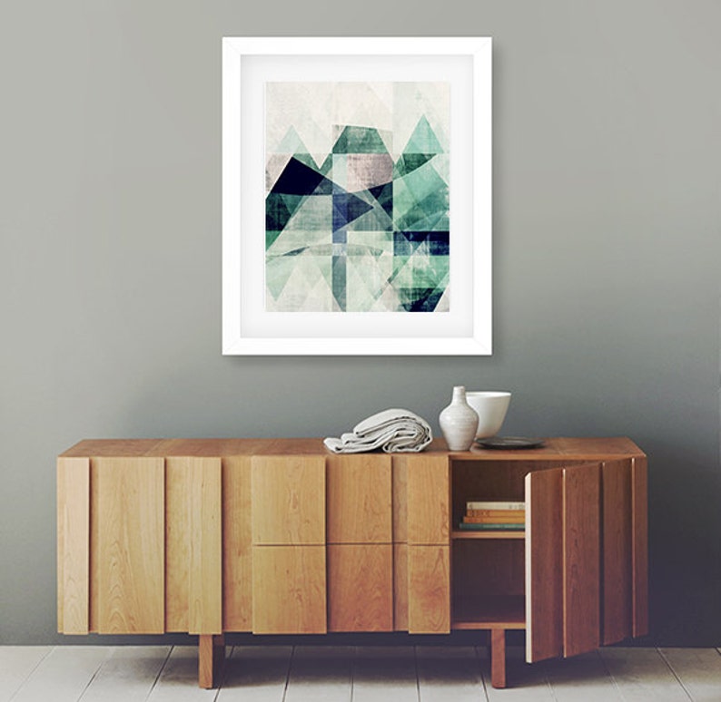 Blue art geometric print geometric wall art home decor Etsy
