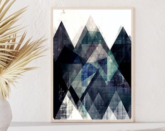 Mountains print, Abstract print, geometric wall art, abstract mountain, minimalist art, modern art, scandinavian print, minimalist abstract