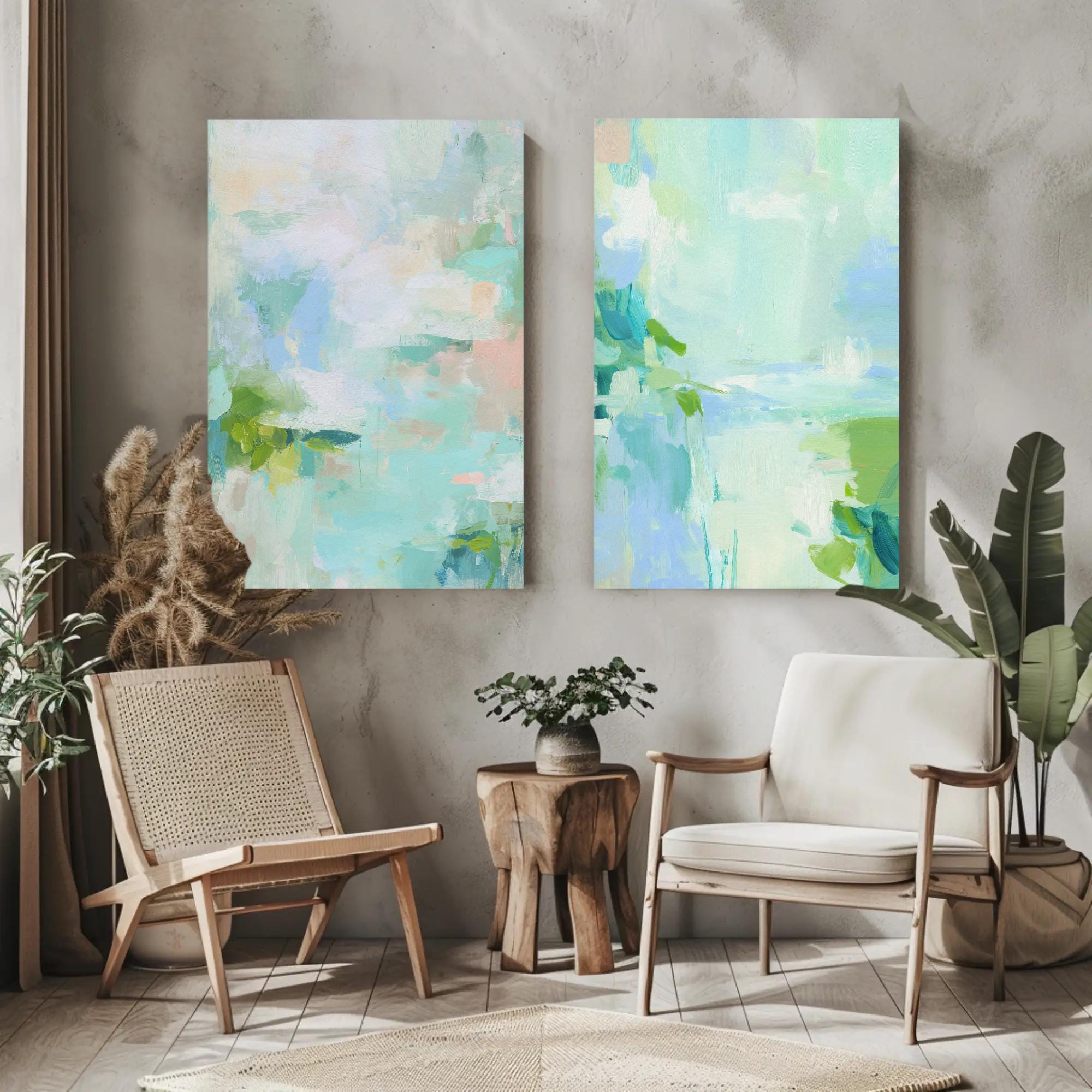 Pastel Green Abstract Wall Art | Soft Modern Painting Print - Etsy
