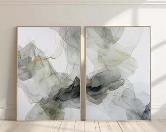 Neutral Abstract Wall Art | Beige and Gray Modern