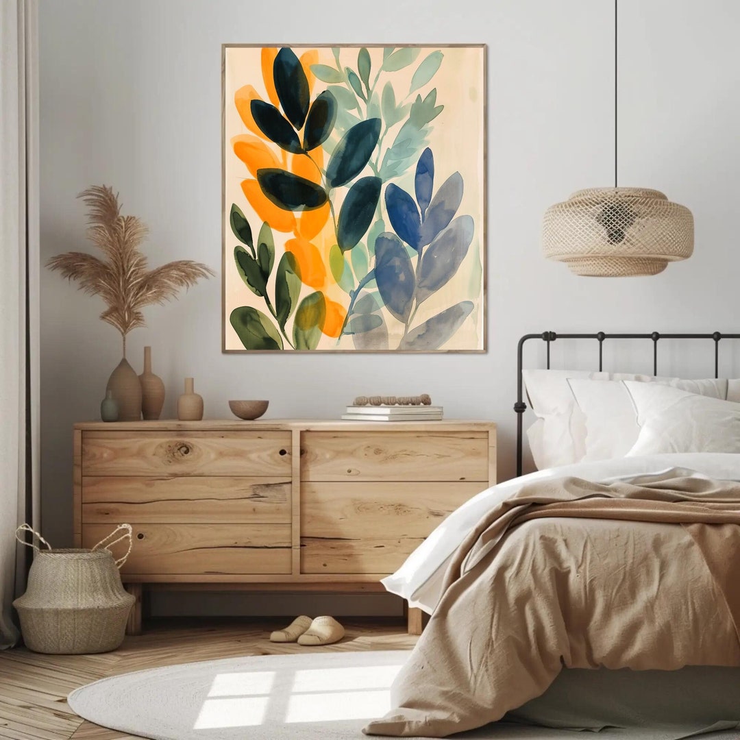 Abstract Botanical Art Print, Navy Blue Leaves (multiple Sizes) - Etsy