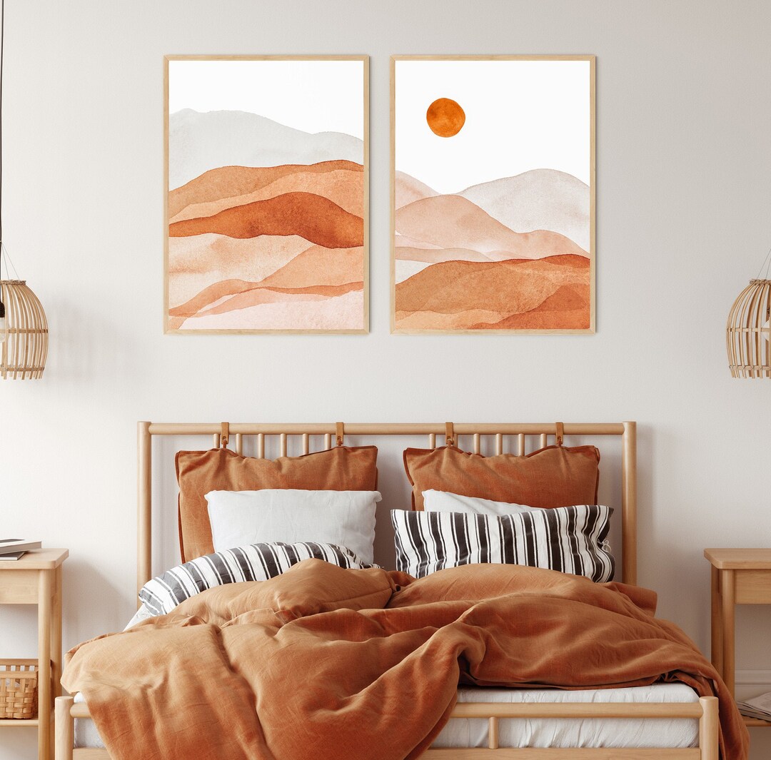 Rolling Hills Burnt Orange Wall Art Abstract Mountain Wall Art Mid Century Modern Wall Art Modern Scandinavian Wall Art Rustic Etsy UK