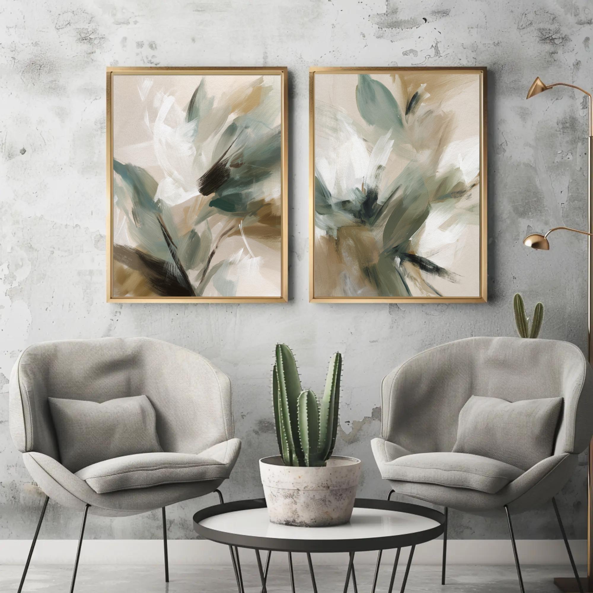 Neutral Botanical Abstract Wall Art | Sage Green and Beige Modern Print ...