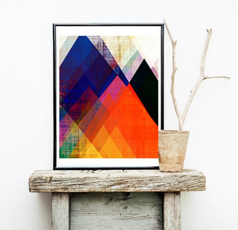 Mountain art geometric art contemporary art print modern Etsy