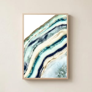 Agate Inspired Abstract Print | Teal Navy Geode Wall Art