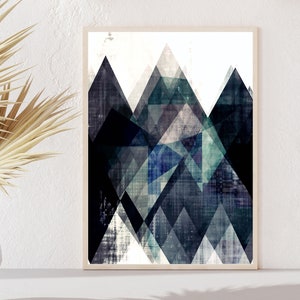 Nordic art, graphic design art, abstract geometric print, abstract wall art, mountain art, abstract mountains, modern art, scandinavian art