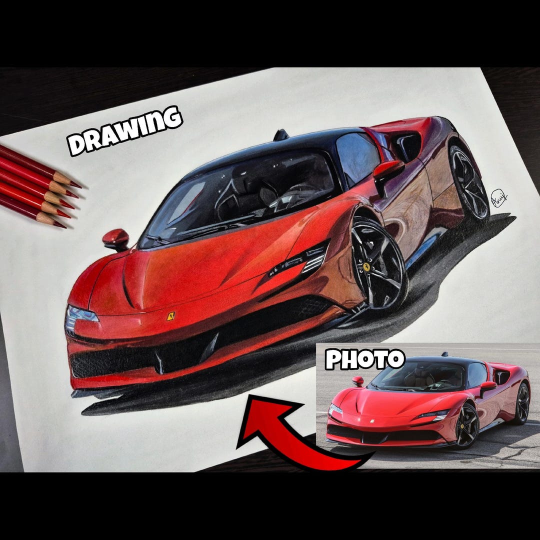 Handmade Custom Car Drawing, Personalized Car Art, Car Sketch, Car Guy ...