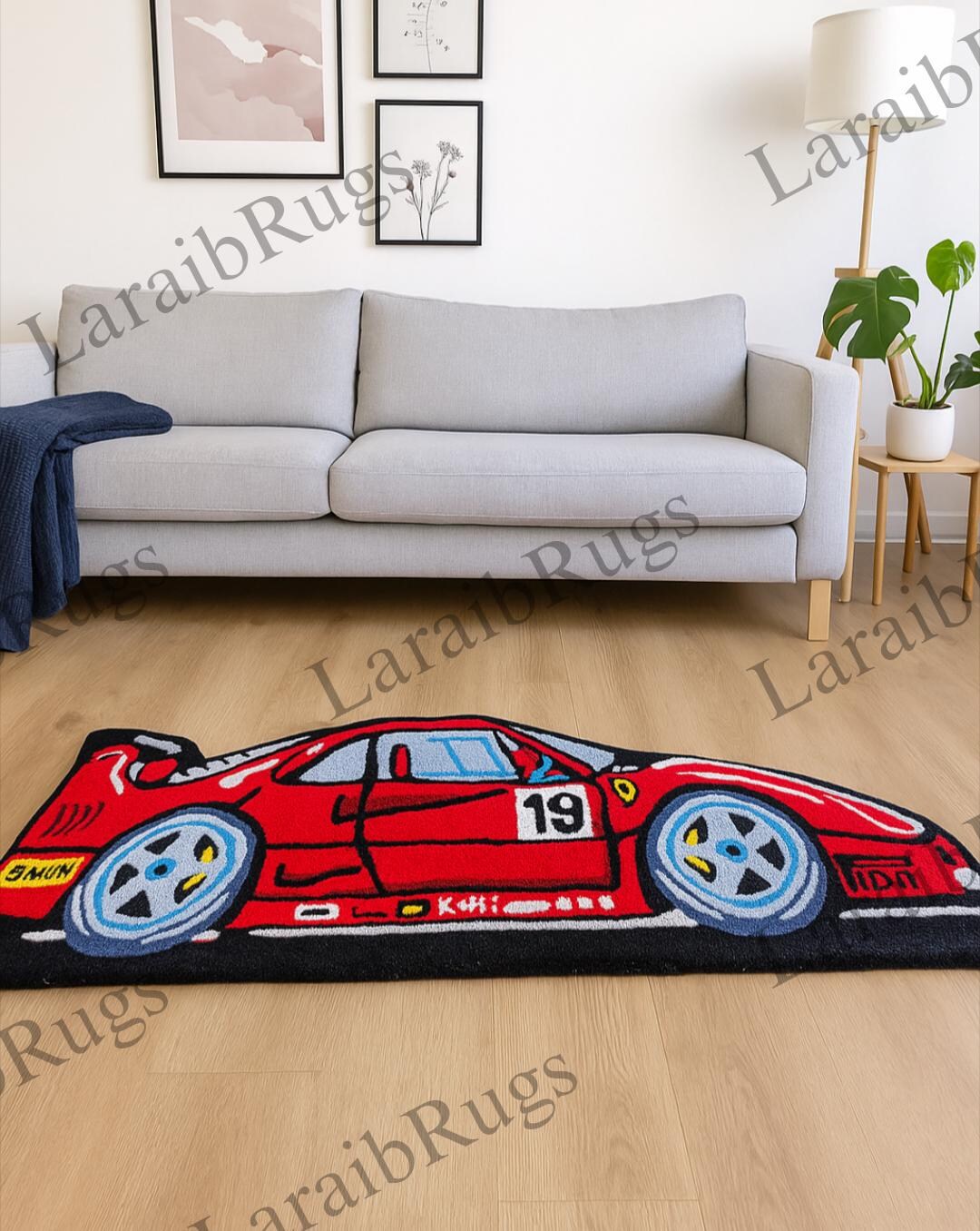 Car Rug Suit Red Sports Car Hand-tufted Rug – Racing Theme Decor | Handtufted Woolen ...