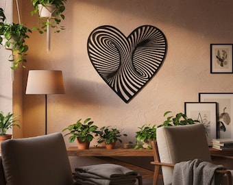 Arte de pared Corazón en espiral DXF SVG Decoración Archivo de corte láser (Archivo digital)