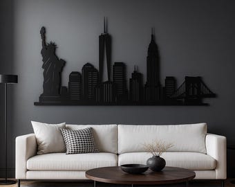 Archivo DXF para corte láser del horizonte de la ciudad de Nueva York, Arte en metal para CNC Glowforge (Descarga digital)