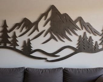 Archivo de corte láser de bosque de montaña / Escena de naturaleza SVG DXF (Descarga digital)