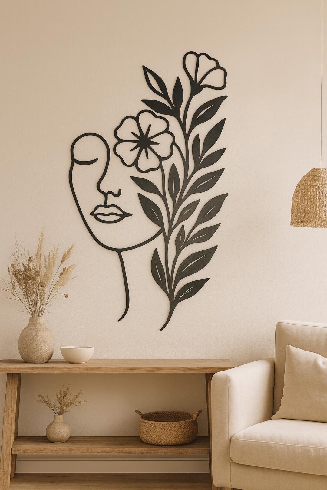 Floral Face Line Art SVG DXF PNG, Minimalist Woman Flower Design - Etsy