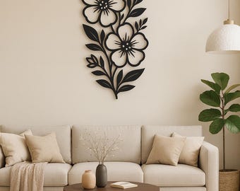 Paquete de archivos SVG DXF de corte láser floral / Archivo de arte de pared de metal / Diseño de corte por plasma CNC / Herramienta Glowforge Cricut xTool / Decoración de pared de flores