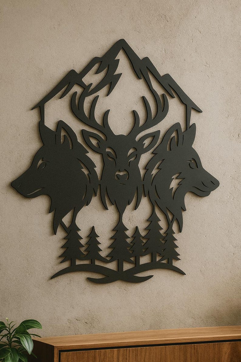 CNC Wildlife -CNC DXF Svg File – Wolf Deer Forest Scene for Laser ...