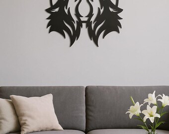 Wildlife wolf scene DXF SVG File: Laser Cut Metal Wall Art , Digital Download