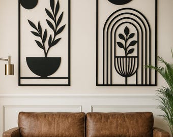 Paquete de arte floral para pared SVG y DXF: diseños vectoriales cortados con láser (descarga digital)