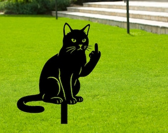 Archivo DXF de gato mirando fijamente / SVG de dedo medio divertido para corte por plasma, CNC y láser