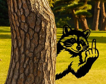 Vector de mapache con el dedo medio: Archivos recortables para letreros de jardín sarcásticos (descarga digital)
