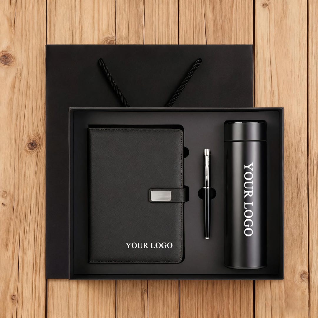Custom Business Logo Notebook Gift Set – Personalized Corporate Journal ...