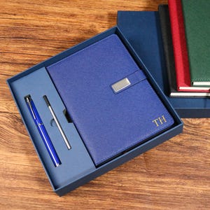 Personalized Vegan Leather Journal Set: Initial Notebook Gift