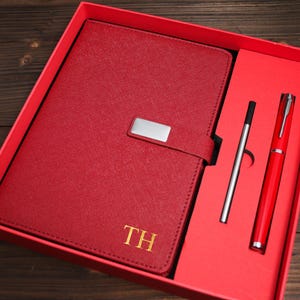 Personalized Vegan Leather Journal Set: A5 Notebook, Pen & Refill