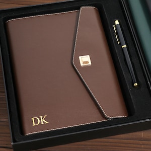 Personalized Vegan Leather Journal Set: A5 Notebook, Pen & Refill