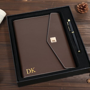 Personalized Vegan Leather Journal Set: A5 Notebook, Pen & Refill