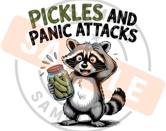 Pickles and Panic Attacks PNG SVG | Mental health t-shirt design png , Retro Raccoon graphic, Anxiety png, Retro vintage png, sublimation