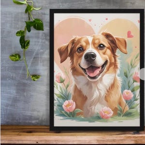 Portret zwierzaka, ręcznie ilustrowany niestandardowy portret, spersonalizowana sztuka ścienna dla psa, pomysły na pamiątkę dla zwierzaka