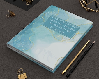 Inspirerend hardcover dagboek, creatief schrijven, zelfontdekking, dagelijkse planner, cadeau voor schrijvers, elegant blauw ontwerp
