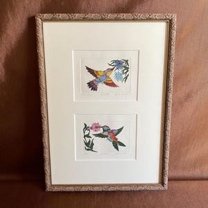 Pair of Dan Mitra Hummingbird Etchings – “Rainbow” & “Star” – Signed, Numbered, Framed Limited Editions