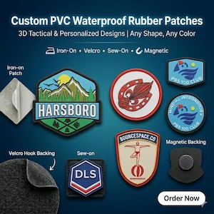 Benutzerdefinierte PVC Rubber Patches, taktisches 3D-Logo, wasserdicht jede Form Farbe
