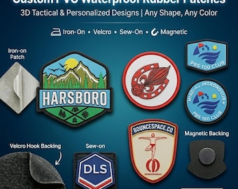 Custom PVC Rubber Patches, 3D Tactical Logo, Waterproof Any Shape Color