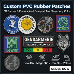 Parches 3D de goma y PVC personalizados: termoadhesivos, para coser o con cierre de velcro.