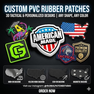 Custom 3D Rubber PVC Patches Fully Personalized - Iron On / Sew On / Hook & Loop