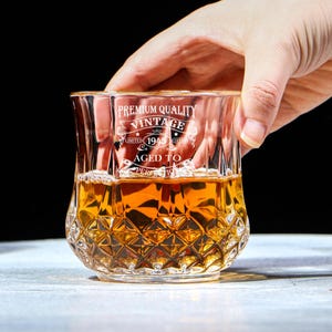 Vintage 1945 Engraved Whiskey Glass – 80 Year Old Gifts Bourbon Scotch Whisky Tumbler Glass & Coaster Set - 80th Birthday Aged to Perfection