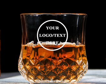 Personalized Your Logo Here Glass, Company Logo, Customized logo ,Etched Custom carve Glasses, Personalized Whiskey Glasses with Custom Text