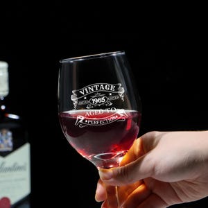 60 Year Old Wine Glass- Aged to Perfection 60th Birthday Gift – Vintage 1965 Engraved Wine Glass – Birthday Gift – Gift for the Wine Lover