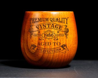 40th Birthday Aged to Perfection,40 Year Old Gifts Bourbon Scotch Whisky Tumbler Cup- Vintage 1986 Engraved Whiskey Cup