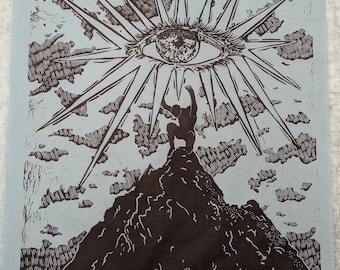 Seeking Perspective Handmade original linocut print